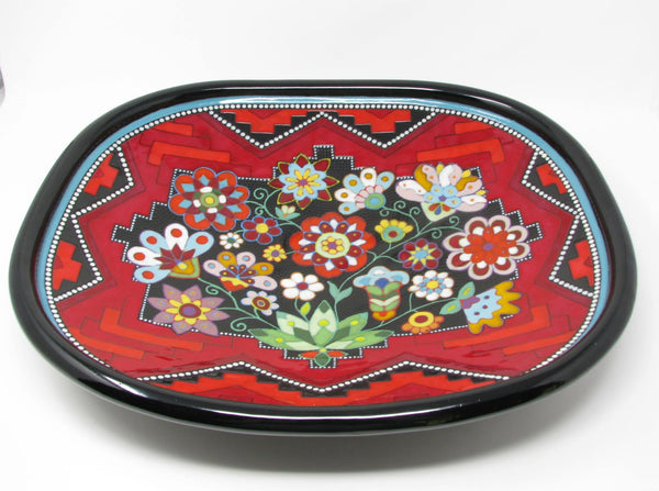 edgebrookhouse Clay Mesa Custom Hand-Crafted Decorative Pottery Plate Wall Decor with Floral Pattern