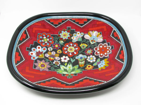 edgebrookhouse Clay Mesa Custom Hand-Crafted Decorative Pottery Plate Wall Decor with Floral Pattern