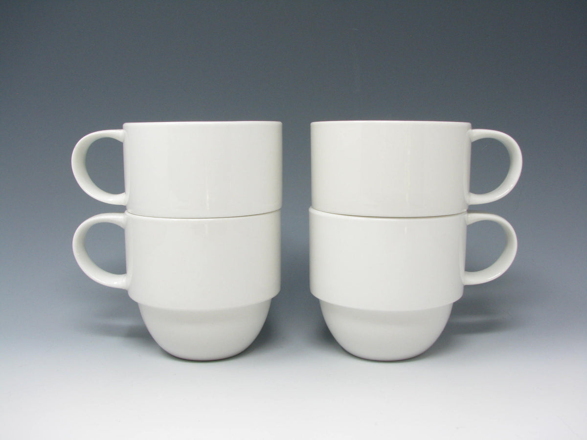 Modern Crate & Barrel Staxx Stackable White Mugs