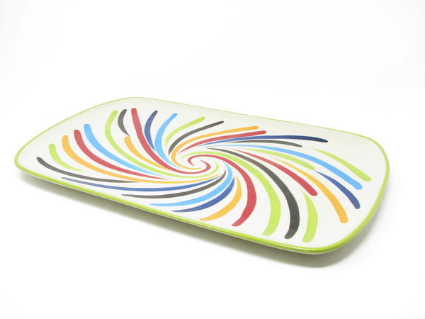 edgebrookhouse Modern Gail Pittman Ergon Tango Hand-Painted Ceramic Platter with Multicolor Swirl Design