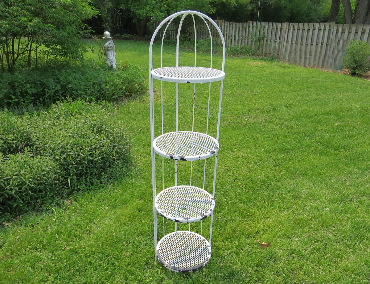 Vintage 1970s Solid Wrought Iron 4-Tier Dome Top Plant Stand / Shelvin –  edgebrookhouse