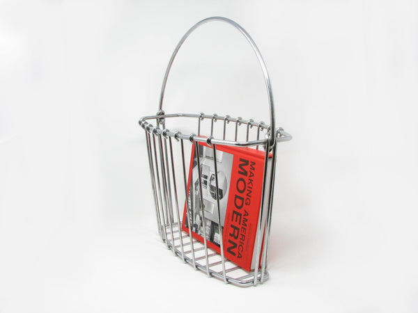 edgebrookhouse Vintage Chrome Wire Basket Shaped Magazine or Book Holder