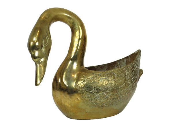 edgebrookhouse - Vintage Extra Large Solid Brass Swan Planter