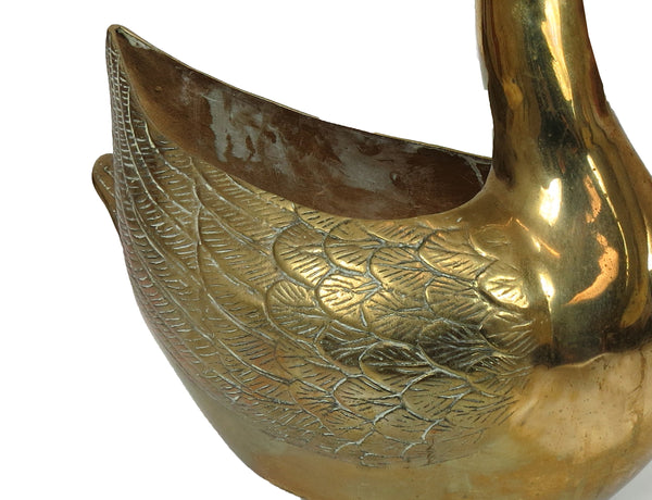 edgebrookhouse - Vintage Extra Large Solid Brass Swan Planter