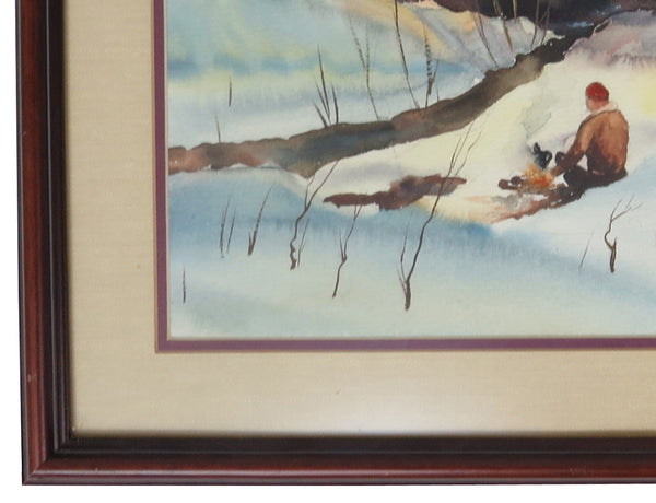 edgebrookhouse - Vintage Framed Watercolor Landscape Mountain Snow Scene After Roy Martell Mason