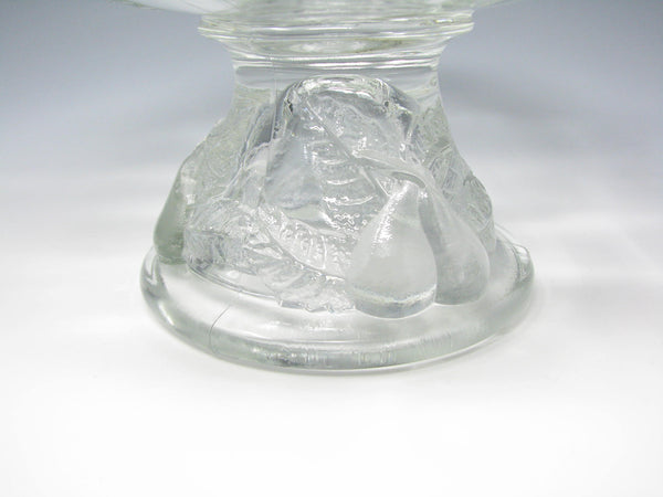edgebrookhouse Vintage French Pressed Glass Compote with Embossed Pears Leaves Made in France