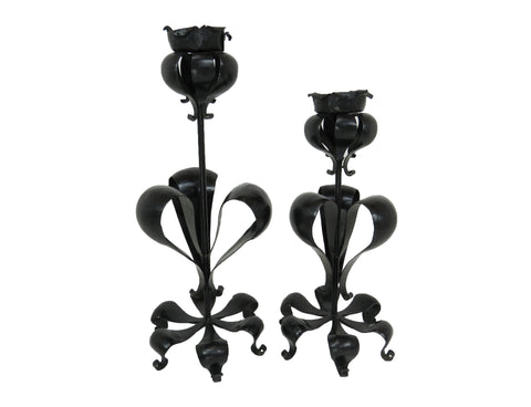 edgebrookhouse - Vintage Gothic Revival Style Wrought Iron Floor Candle Holders - Set of 2
