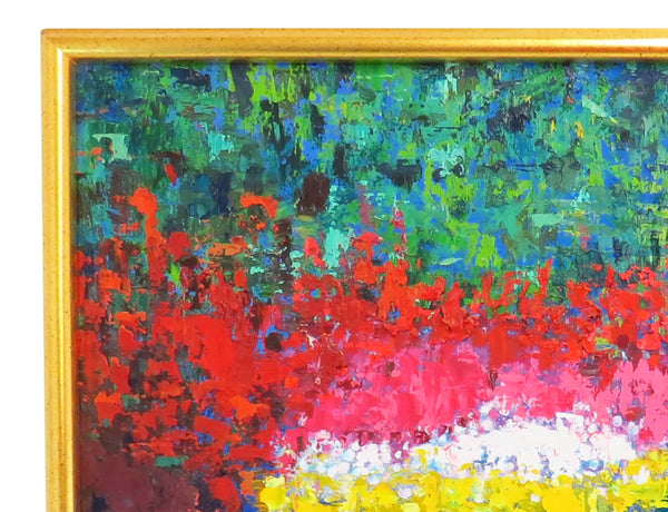 edgebrookhouse Vintage Late 1990s Modern Abstract Oil Painting on Mason Board - Artist Signed