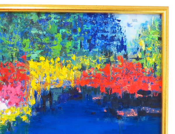 edgebrookhouse Vintage Late 1990s Modern Abstract Oil Painting on Mason Board - Artist Signed