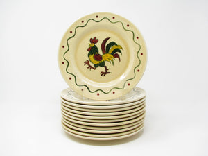 edgebrookhouse Vintage Metlox Poppytrail California Provincial Rooster Salad Plates - Set of 12