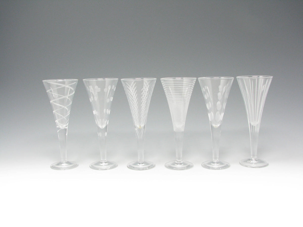 Vintage Mikasa Cheers Cordial Glasses with Line and Dot Designs 6 Pi