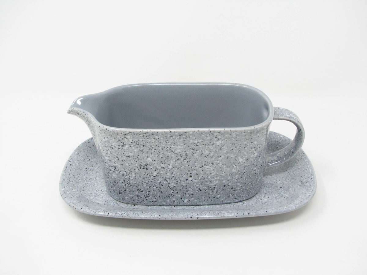 Vintage Mikasa Ultrastone Grey Gravy Boat with Underplate edgebrookhouse