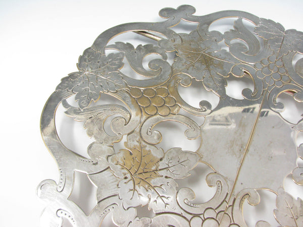 edgebrookhouse - Vintage Silver Plated Metal Expandable Trivet with Grapes and Leaves