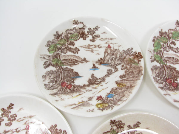 edgebrookhouse Vintage Ucagco Japan Royal Vista Bread Plates with Coastal Castle Scene - 8 Pieces