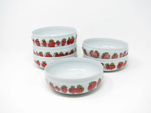 edgebrookhouse Vintage Vista Alegre Porcelain Bowls with Strawberry Pattern - 6 Pieces