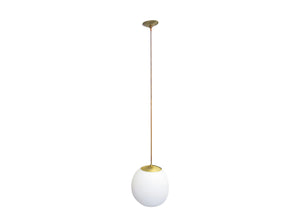 edgebrookhouse - Vintage 1960s Ejs Lighting Corp Frosted Glass and Brass 14" Globe Pendant Lamp - 57 inches
