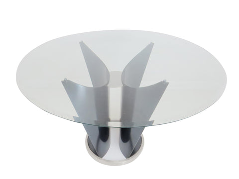edgebrookhouse - 1980s Italian Cassoni Vele Style Sculptural Steel Butterfly Table With Glass Top