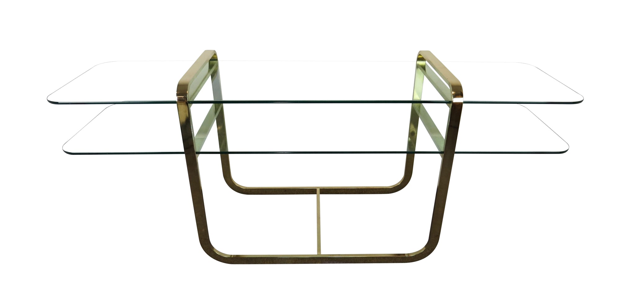 edgebrookhouse - 1970s Vintage DIA Brass and Glass 2-Tier Console Table