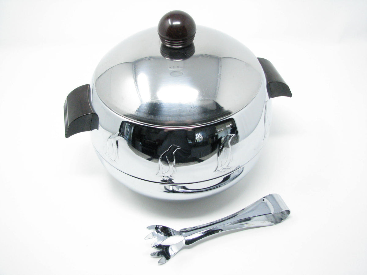 1940s West Bend Stainless Steel Penguin Ice Bucket / Hot Server with T