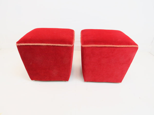 edgebrookhouse - 1980s Square Tapered Floating Ottomans - a Pair