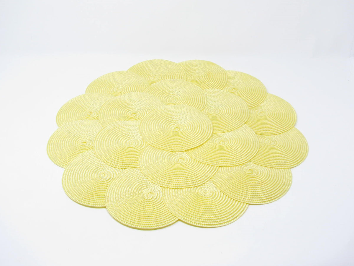 Deborah Rhodes New York Round Yellow Braided Nylon Placemats 8 Piece