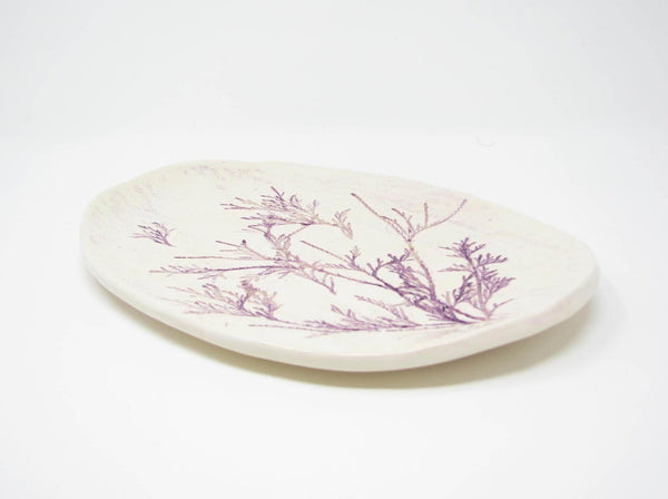 edgebrookhouse - Handcrafted Pottery Decorative Plate or Trinket Dish with Herb Dill Wildflower Design by ViVi