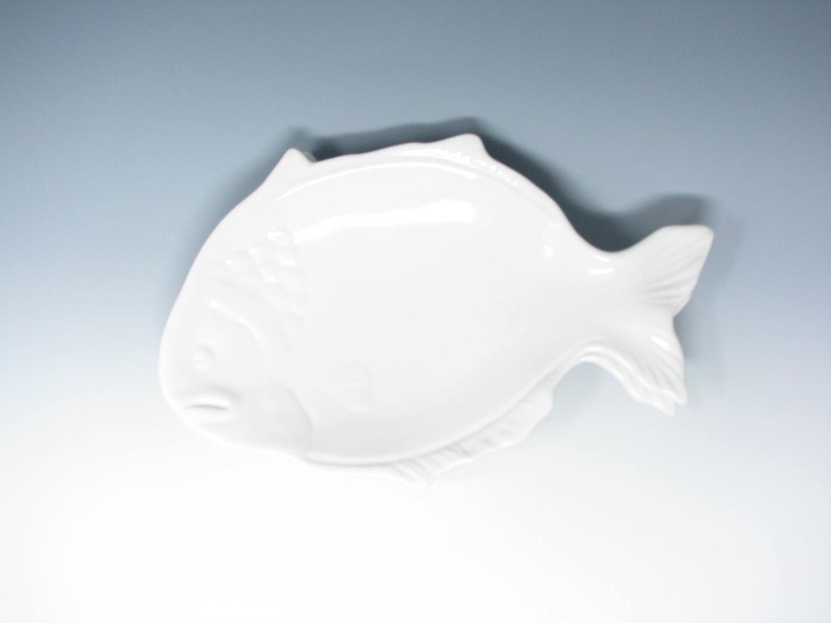 Vintage Bloomingdale's Italian White Ceramic Fish Shaped Platters or P