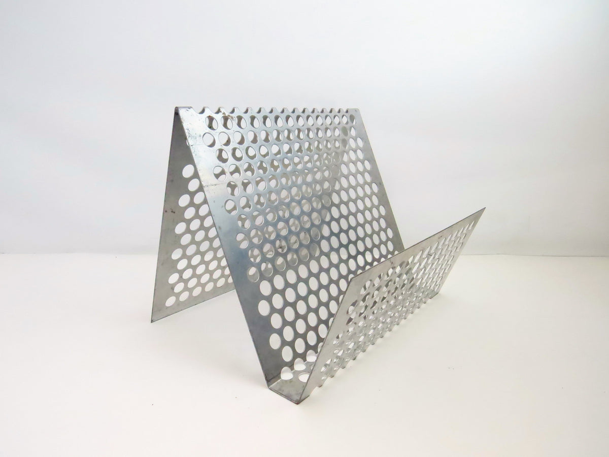 Vintage Blu Dot Industrial Modern Perforated Steel Magazine Rack