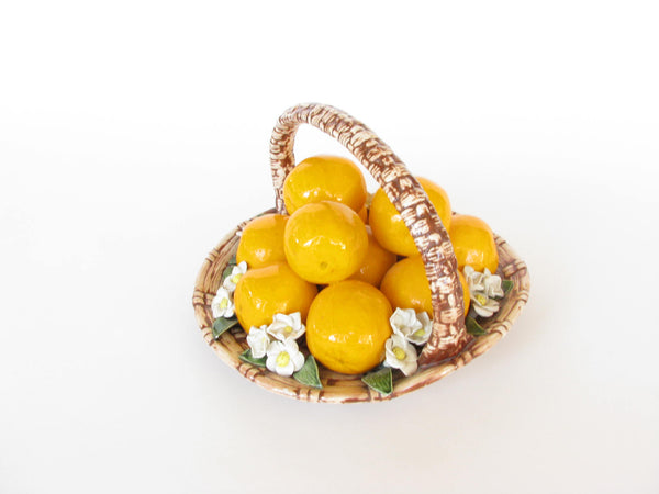 edgebrookhouse - Vintage Ceramic Basket of Oranges and Orange Blossoms Centerpiece