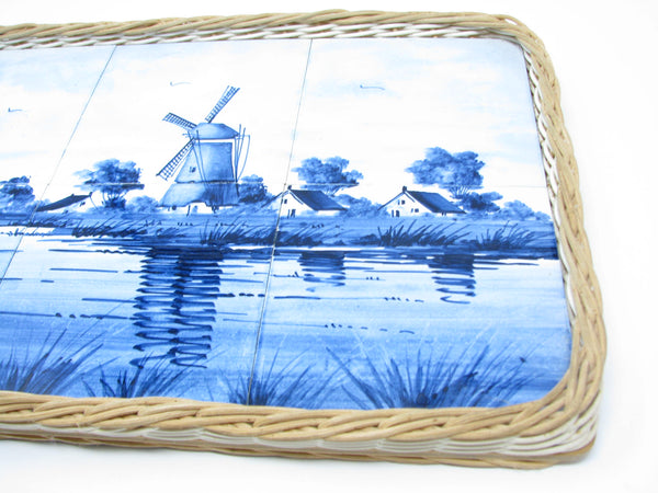 edgebrookhouse - Vintage Dutch Delfts Pottery Tile Decorative Serving Tray with Windmills Holland