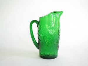 edgebrookhouse - Vintage Emerald Green Glass Juice or Martini Pitcher with Textured Design