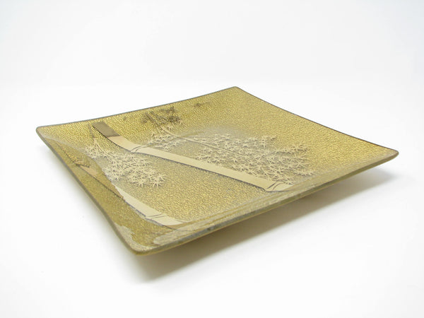 edgebrookhouse - Vintage Ernest Sohn Square Glass Plate with Gold Bamboo Design