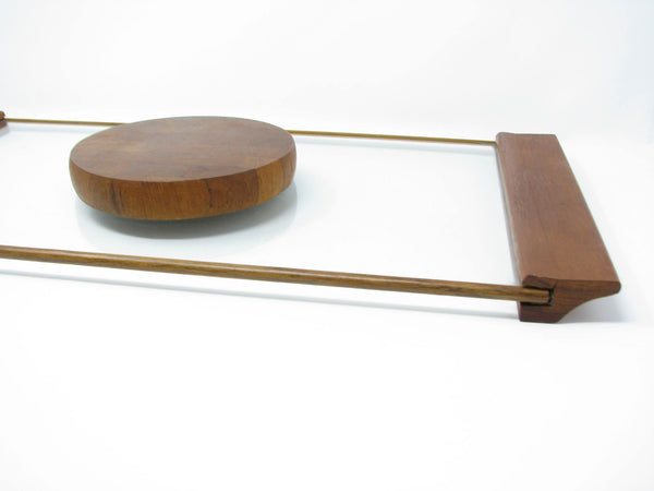 edgebrookhouse - Vintage Ernest Sohn Style Glass and Staved Teak Cheese Board with Teak Handles