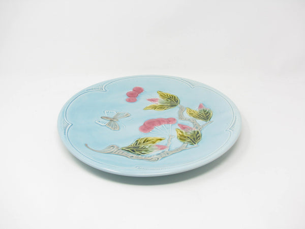 edgebrookhouse - Vintage Georg Schmider Zell German Majolica Plate with Cherry and Butterfly Design 2130
