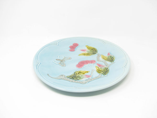 edgebrookhouse - Vintage Georg Schmider Zell German Majolica Plate with Cherry and Butterfly Design 2128