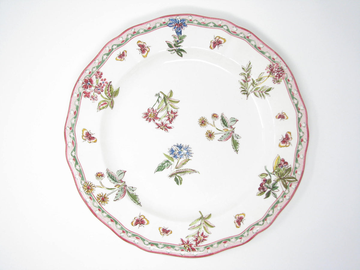 ジアン Gien / Jardin imaginaire プレート22cm ６枚 Vintage Gien France Jardin Imaginaire Ceramic Round Platter / Chop