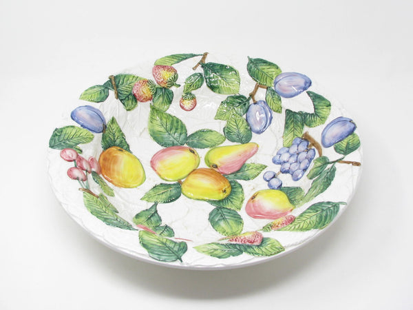 edgebrookhouse - Vintage Gumps Italian Ceramic Decorative Bowl with Hand-Painted and Embossed Fruit