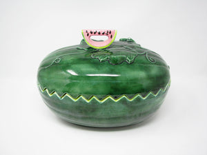 edgebrookhouse - Vintage Hand-Painted Watermelon Shaped Ceramic Lidded Serving Bowl