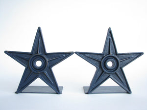 edgebrookhouse - Vintage Industrial Americana Cast Iron Star Bookends - a Pair