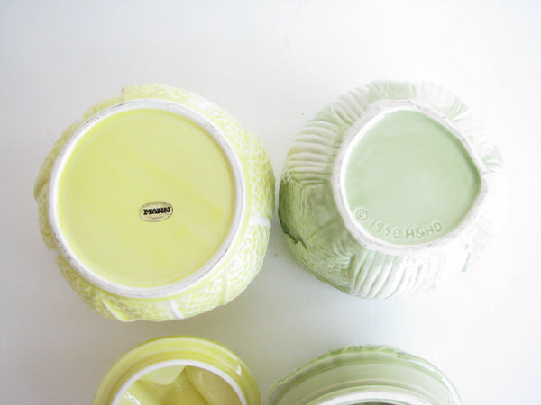 edgebrookhouse - Vintage Majolica Ceramic Mixed Lettuce Canisters - Set of 2