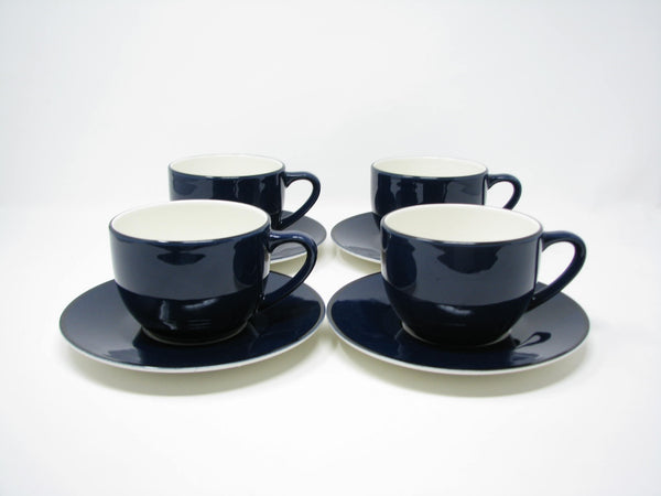 edgebrookhouse - Pagnossin Normandy Dark Blue Cups & Saucers - 8 Pieces - 2 Sets Available