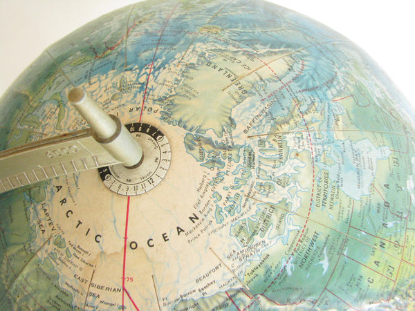 edgebrookhouse - Vintage Rand McNally World Portrait Topographical Globe on Metal Base and Stand