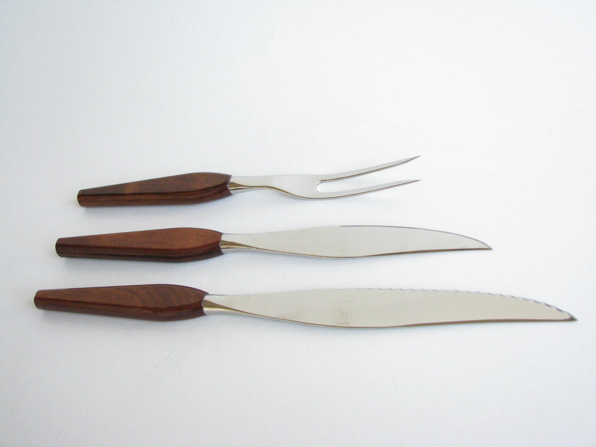 Vintage Pampered Chef Forged Carving Knife & Fork Set With 