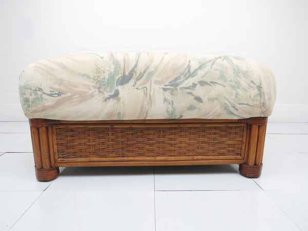 edgebrookhouse - Vintage Wicker and Upholstered Pillow Top Ottoman