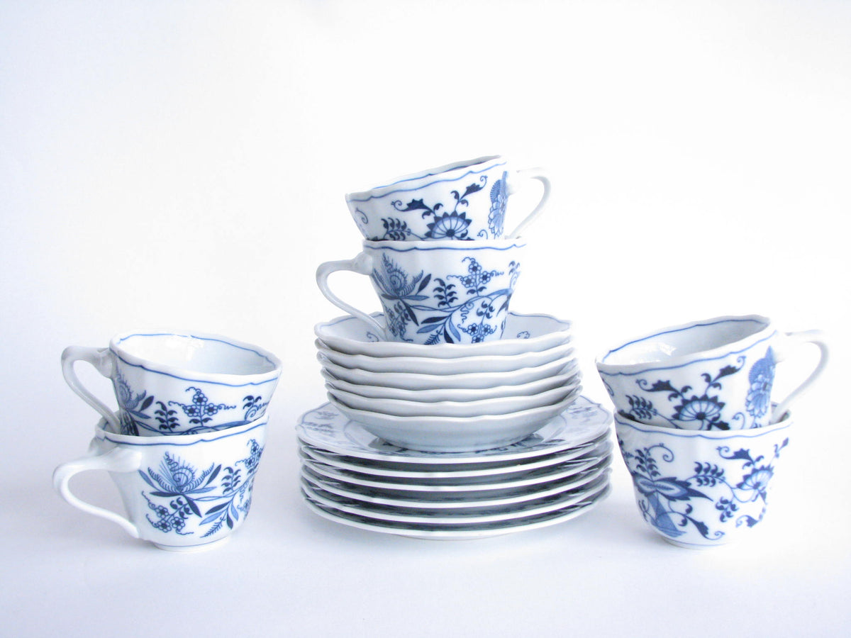 Vintage 1970s Blue Danube Japan Tea Set Including Cups, Saucers