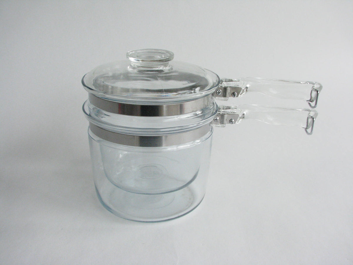 Vintage Pyrex Glass Double Boiler Pot Saucepan Set 1-1/2Qt #6283
