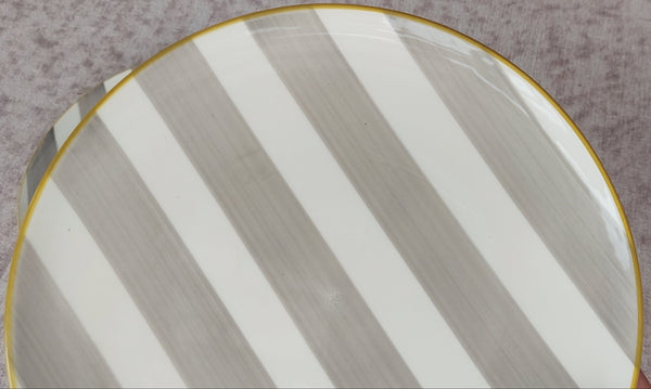 CMG Ceramicas Grey and White Striped Ceramic Salad Plates - 4 Pieces