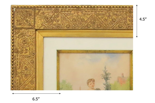 edgebrookhouse - Antique Original Fanny Mearns Watercolor in Aesthetic Movement Gilt and Gesso Frame