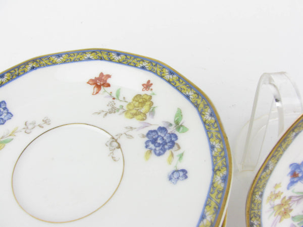 edgebrookhouse - Antique Theodore Haviland Ganga Floral Basket Porcelain Saucers