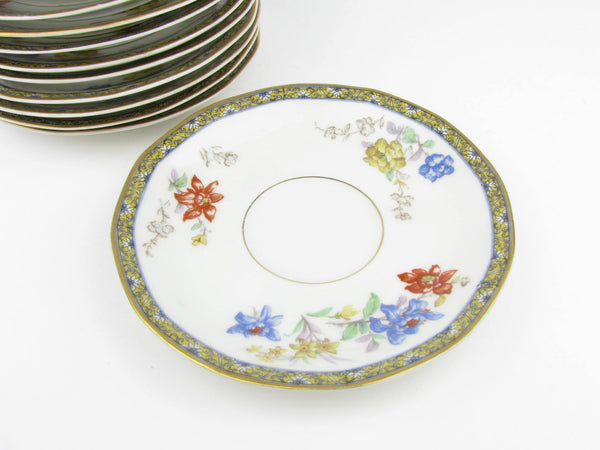 edgebrookhouse - Antique Theodore Haviland Ganga Floral Basket Porcelain Saucers